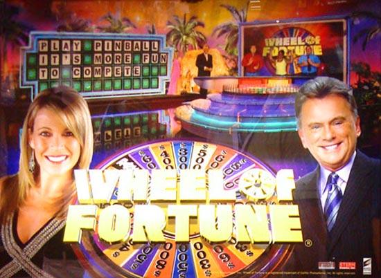 "Backglass art featuring Pat Sajak, Vanessa White and three Stern employees as the contestants." (click to enlarge..)